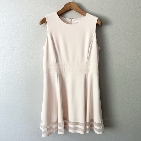 Calvin Klein Illusion Fit n Flare Sleeveless Blush Dress Women's Size 16P - Picture 3 of 13
